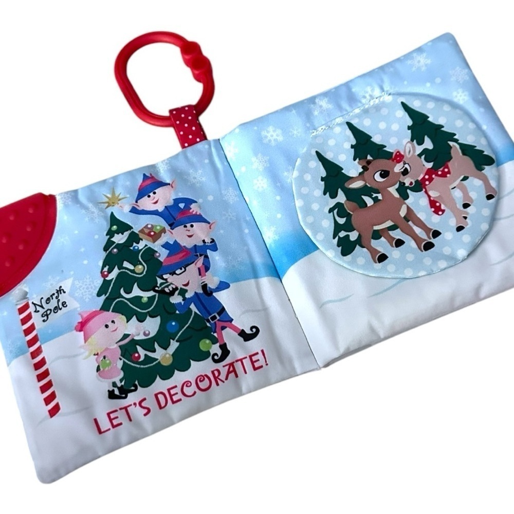 Baby Christmas Soft Cloth Book | Rudolph & Santa Holiday Story - Picture 2 of 4